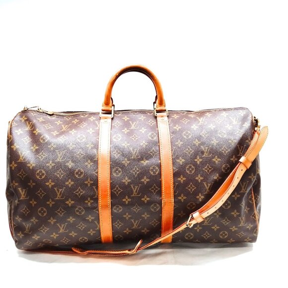 Louis Vuitton LV Boston Bag Keepall Bandouliere 55 Brown Monogram 649-052525 - Picture 1 of 9